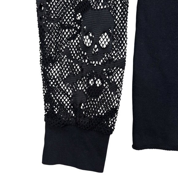 Hot Topic Small Skull Hoodie Black Goth Casual Punk Moto - Picture 2 of 4